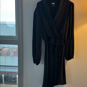 DKNY Elegant Black Long Sleeve Dress